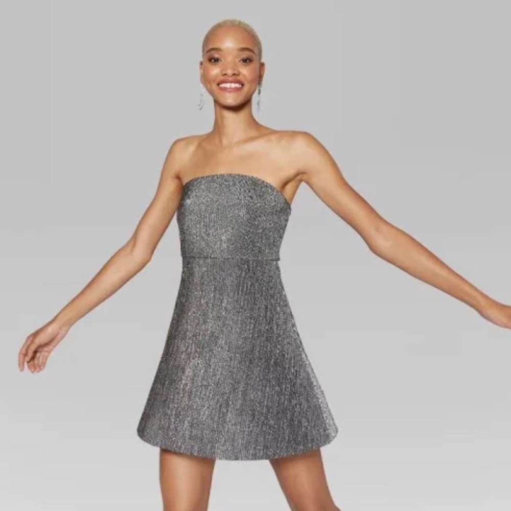 Wild Fable - NWT - Strapless Dress in Silver/Black - Size S - Picture 1 of 4